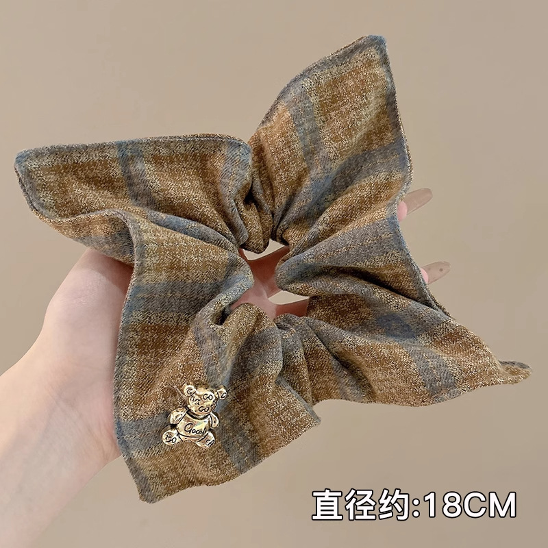 Temperamento bufanda cuadrada intestino lazo para el cabello femenino 2025 nuevo estilo súper grande cola de caballo cabeza cuerda viento perezoso banda de goma cuerda para el cabello tocado