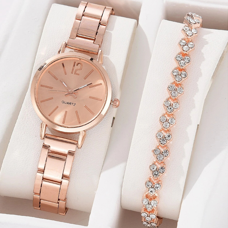 Reloj de mujer correa de acero temperamento reloj de pulsera de moda simple moda reloj de cuarzo conjunto de pulsera image 19