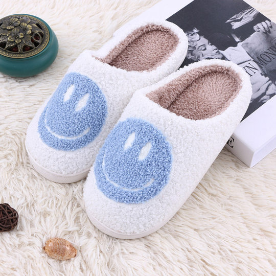 Warm Smiley Plush Slippers Home Cotton Slippers Autumn and Winter Thick Bottom Non-slip Plush Slippers Cross-border Exclusive