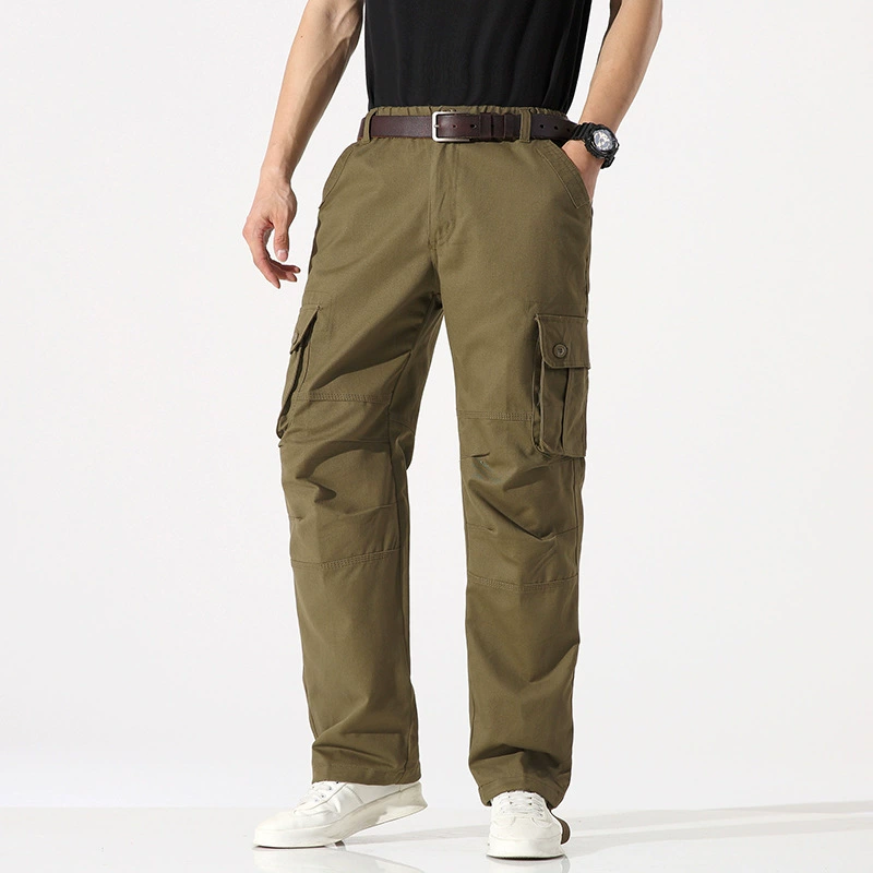 Лидер продаж Four Seasons Фабрика Взрывы Однотонные уличные многофункциональные повседневные универсальные прямые брюки из чистого хлопка с несколькими карманами