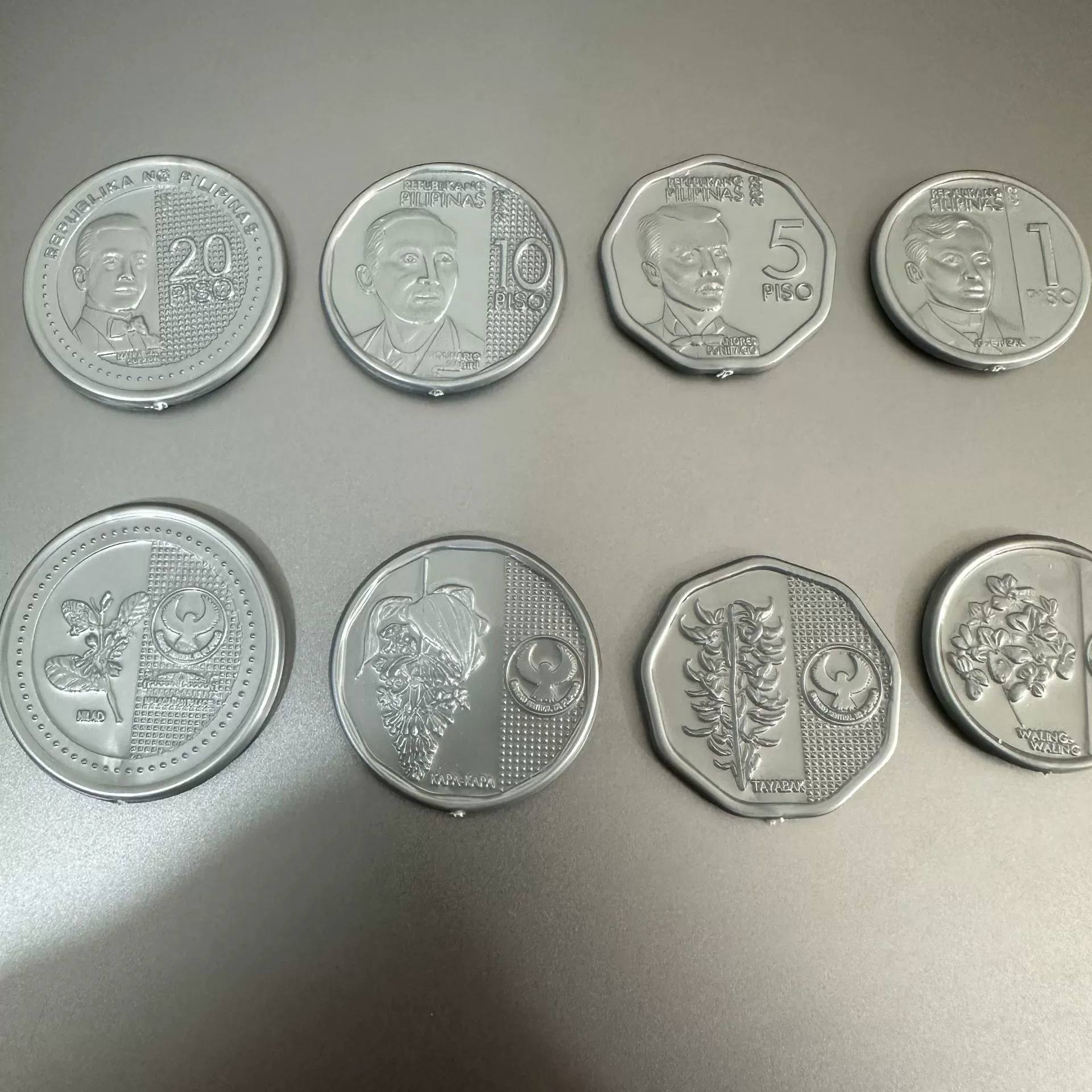 Филиппинские памятные монеты, игровые монеты, 20 песо, 10 песо, 5 песо, 1 песо, пластиковые монеты, индивидуальные долларовые монеты