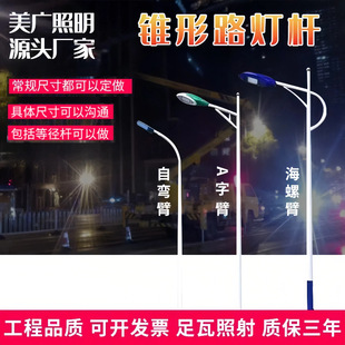 LED street light pole 6 m 7 m 8 m outdoor mains light 12 m high pole light pole double arm light municipal road light