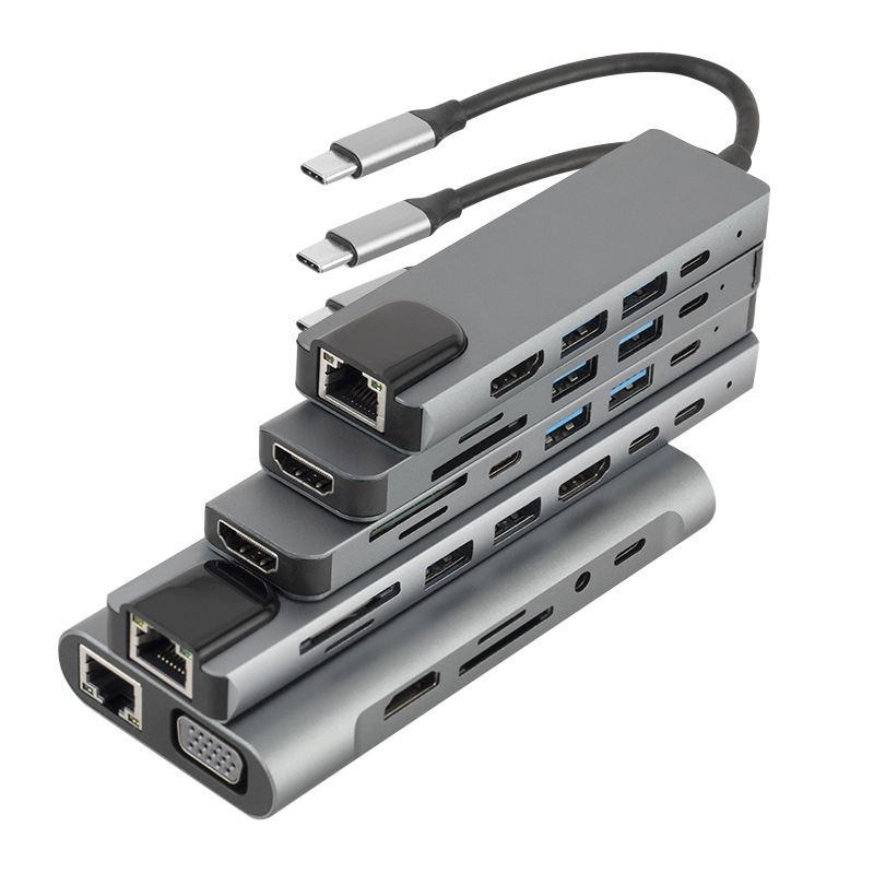 Source Factory Type-C to HDMI High-Definition 4K Eight-In-One Network Card Seven-In-One Three-In-One Multi-Function Docking Station