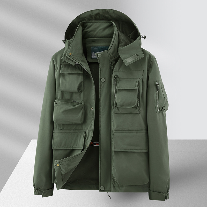 [8858] Chaqueta de comercio exterior de los hombres multi-Bolsillo chaqueta impermeable al aire libre de ocio multi-Bolsillo militar más tamaño ropa de trabajo