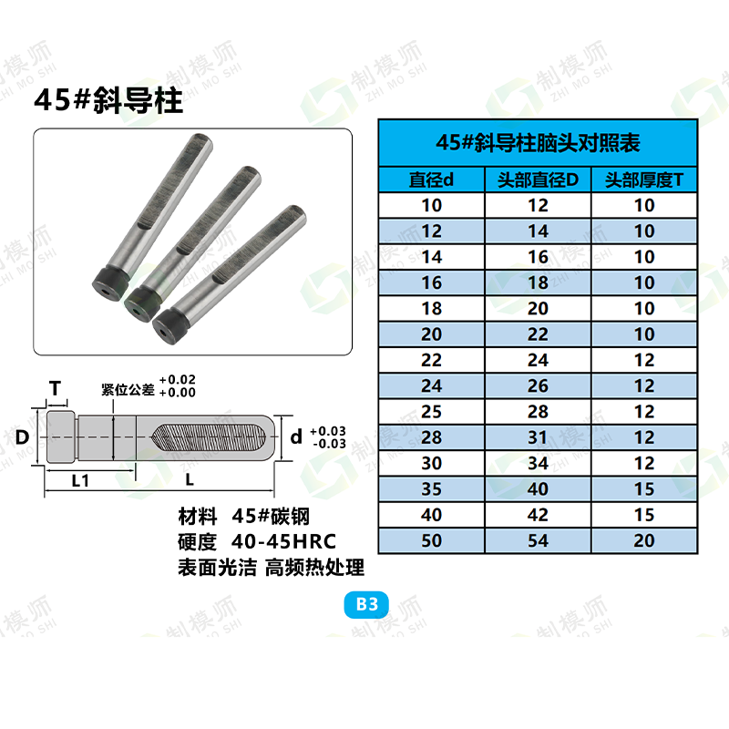 RZ直径D24-D30淬火斜导柱模具斜顶杆斜撑销削边斜导柱塑料45#钢