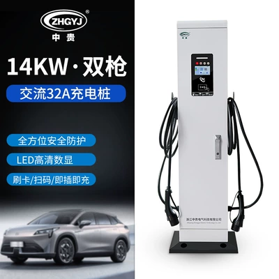 Customized New Energy Electric Vehicle Charging Pile Double Gun Ac 14Kw Vertical Home/Commercial 32A Scan Code Swipe Card (Elektrikli avtomobil şarj cihazları) - 14kw-dual-gun-slow-charging-plastic-shell-floor-standing-gun-line-5m-with-screen-with-4g-with-card-swiping-32a-scanning-code-card-swiping-start-and-stop