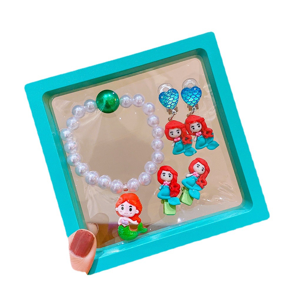 Children's Bracelet Bracelet Set Ice and Snow Princess Necklace Jewelry Little Girl Play Earrings Ring Small Gift Wholesale