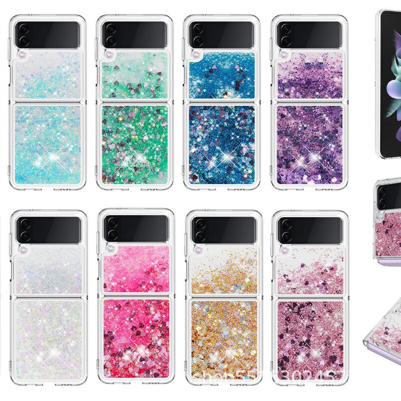 Suitable for Samsung Z Flip5 Mobile Phone Case Z Flip 3 Full Cover Four-corner Anti-fall Liquid Quicksand Protective Cover