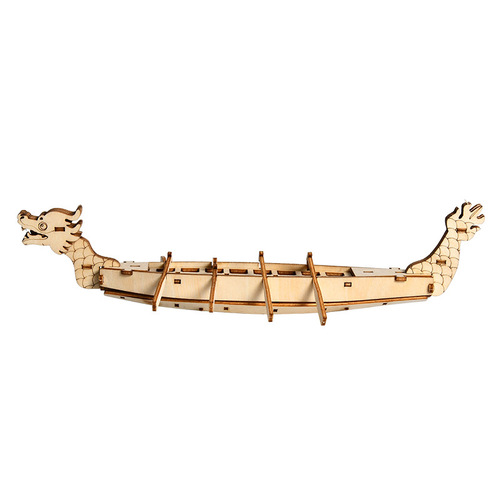 Dragon Boat Festival antique dragon boat model 3D three-dimensional wooden puzzle diy handmade children's day gifts toy place