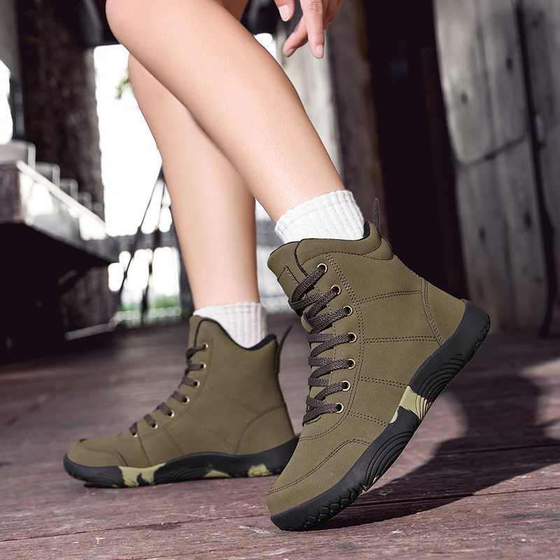 Cross-border Large Size 48 Leather High-top Outdoor Casual Shoes Couples, Toe, Suitable For Wide Feet, Hiking Shoes,_vogvips.com