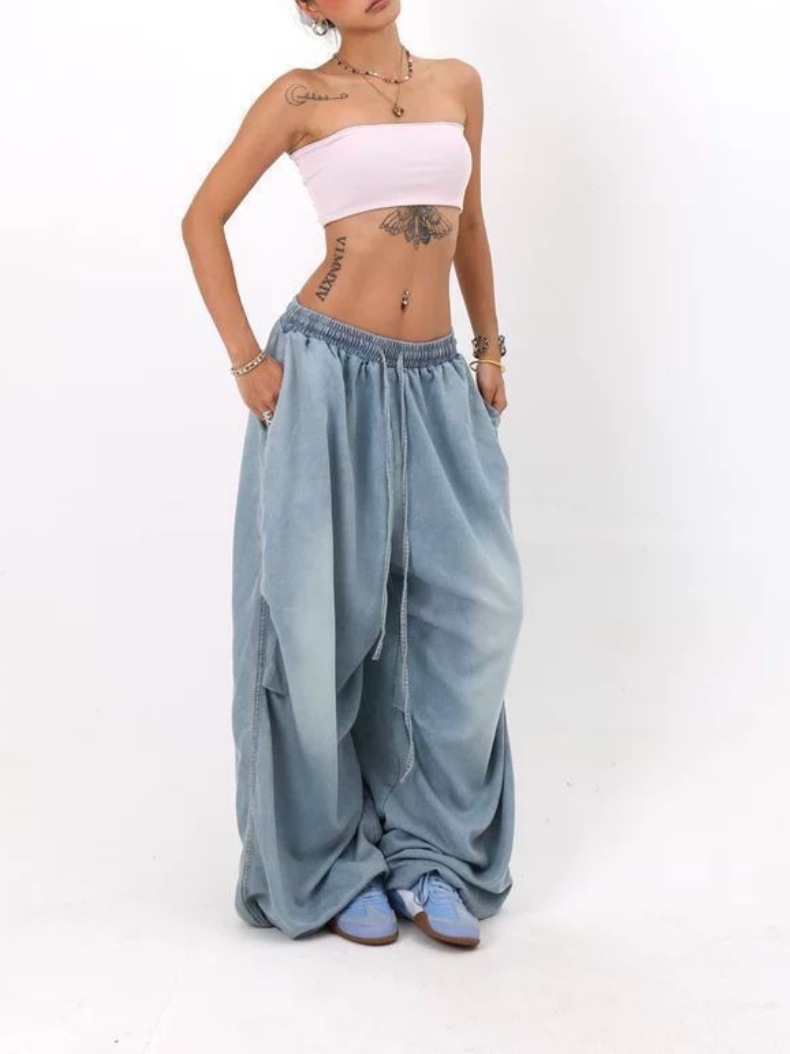 Cross-Border European And Versatile Jeans For Women 2025 American Retro High Street Wide-Leg Loose Long Pants Trendy Ins_ecoleips.com