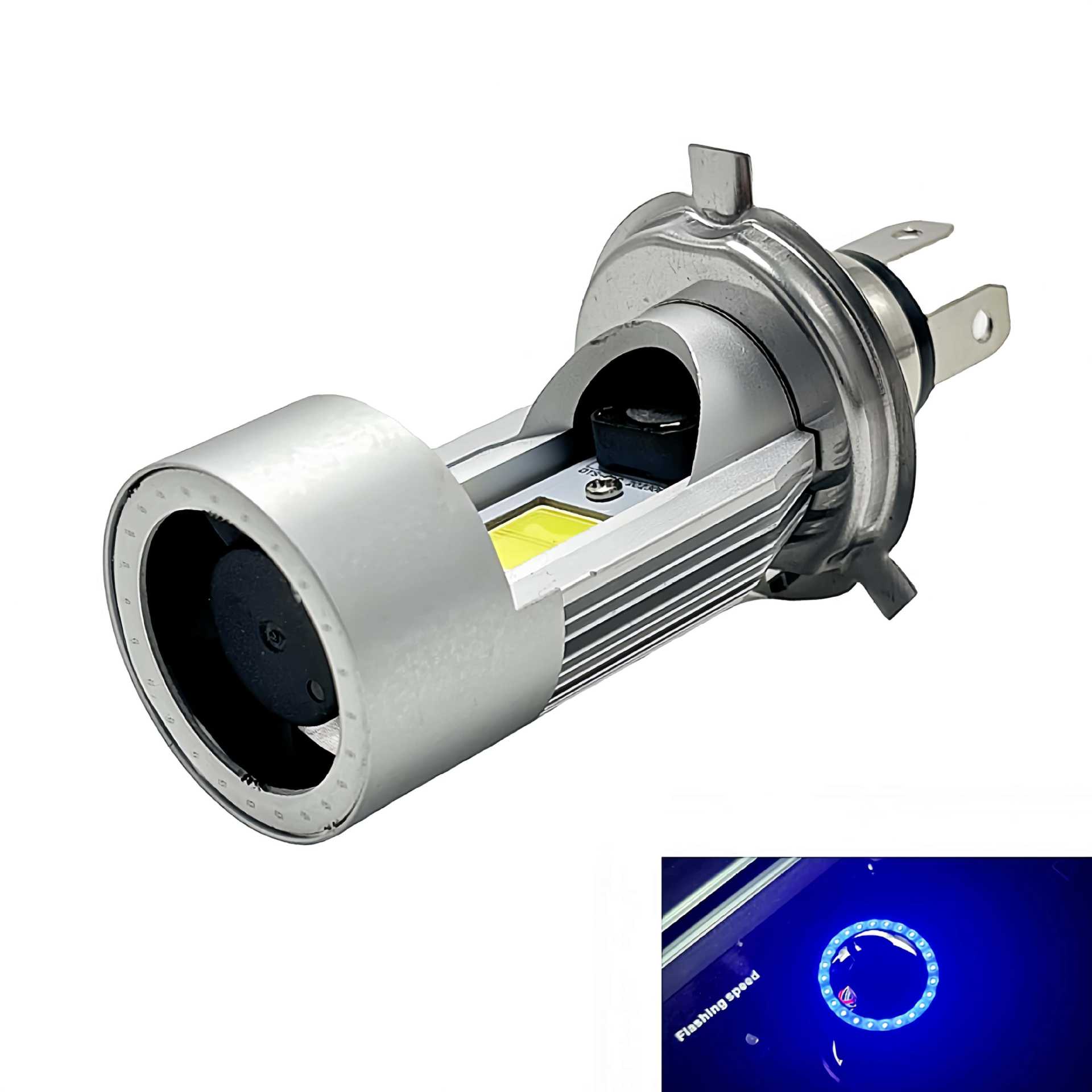 Cross-border motorcycle lights angel eyes led headlights HS1 H4 ghost fire devil eyes electric car modified three-claw BA20D