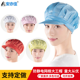 Anti-static Mesh Large Work Hat Dust-free Workshop Food Factory Protection Men's and Women's Electrostatic Clothing Hat Anti-static Work Hat
