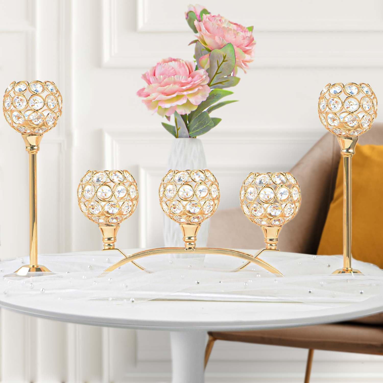 Amazon cristal candelabro decoración para el hogar candelabro elegante decoración de mesa para el hogar decoración de boda