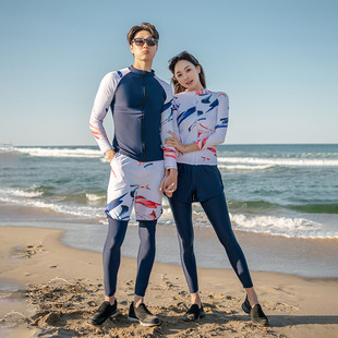 Korean Couple Wetsuit Conservative Split Couples Swimsuit Long Sleeve Sun Protection Sports Leisure Surf Snorkeling Swimsuit