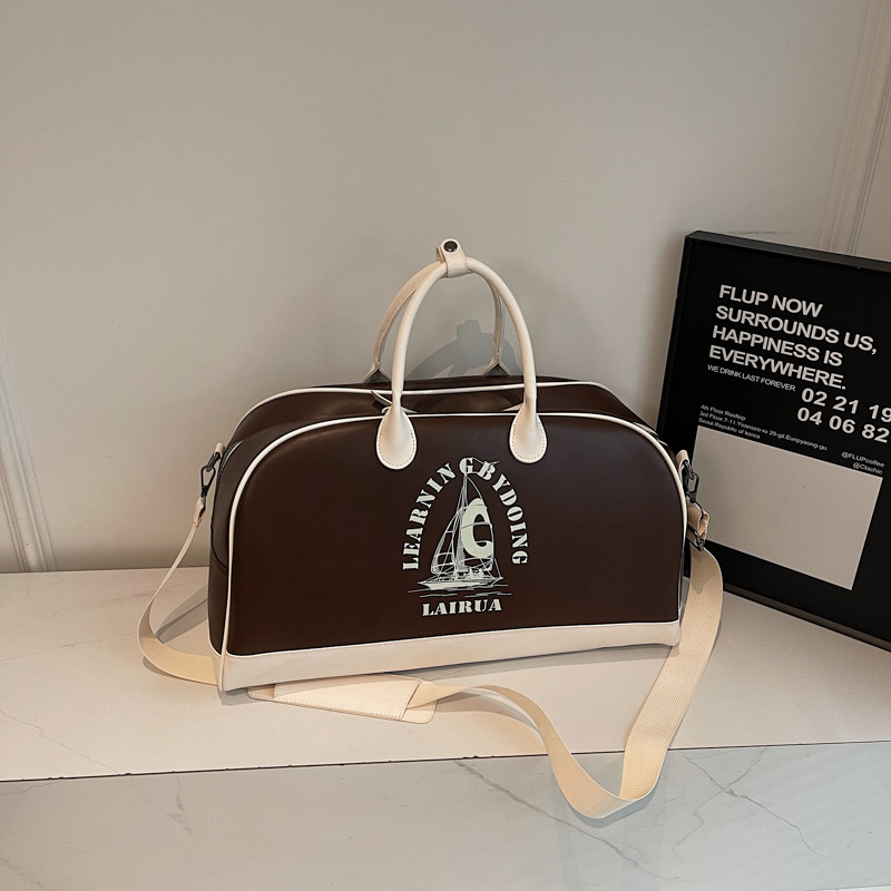 Bolsa de béisbol portátil americana retro bolsa de moda impresa bolsa de equipaje de color extranjero sensación cotidiana de hombro concha bolsa de viaje image 10