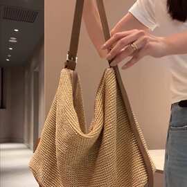 大容量慵懒风包包女式2026新款夏季时尚休闲编织托特包单肩斜挎包