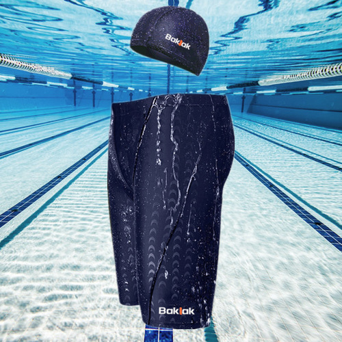 New boxer men's student professional swimsuit imitation sharkskin swimming trunks five-quarter pants plus large hot spring swimsuit wholesale