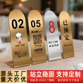 不锈钢桌号牌桌面排队取号立式数字餐号立牌扫码点餐二维码桌牌