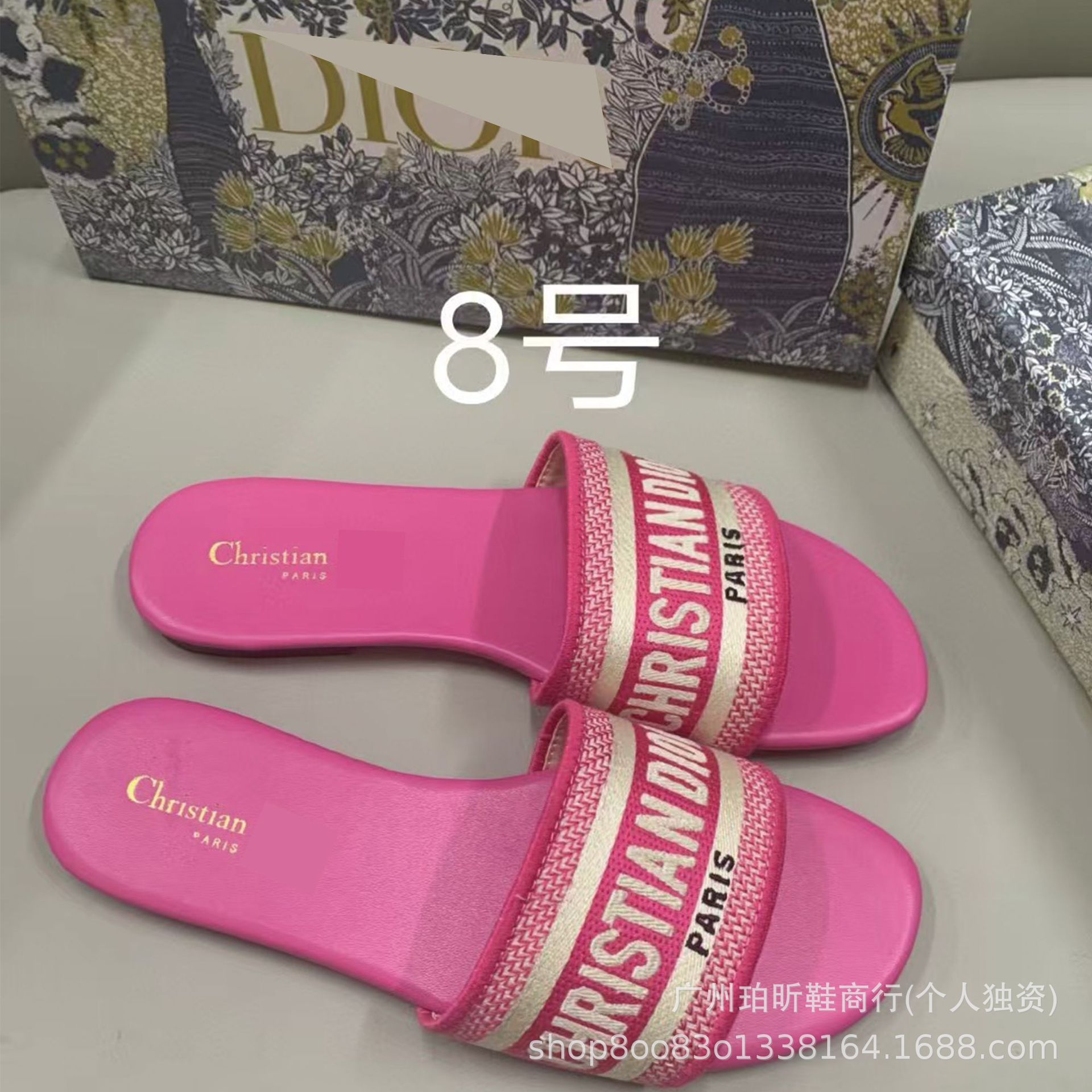 Zapatillas clásicas de alta versión D casa bordadas en una línea Zapatillas de piel de oveja para mujer