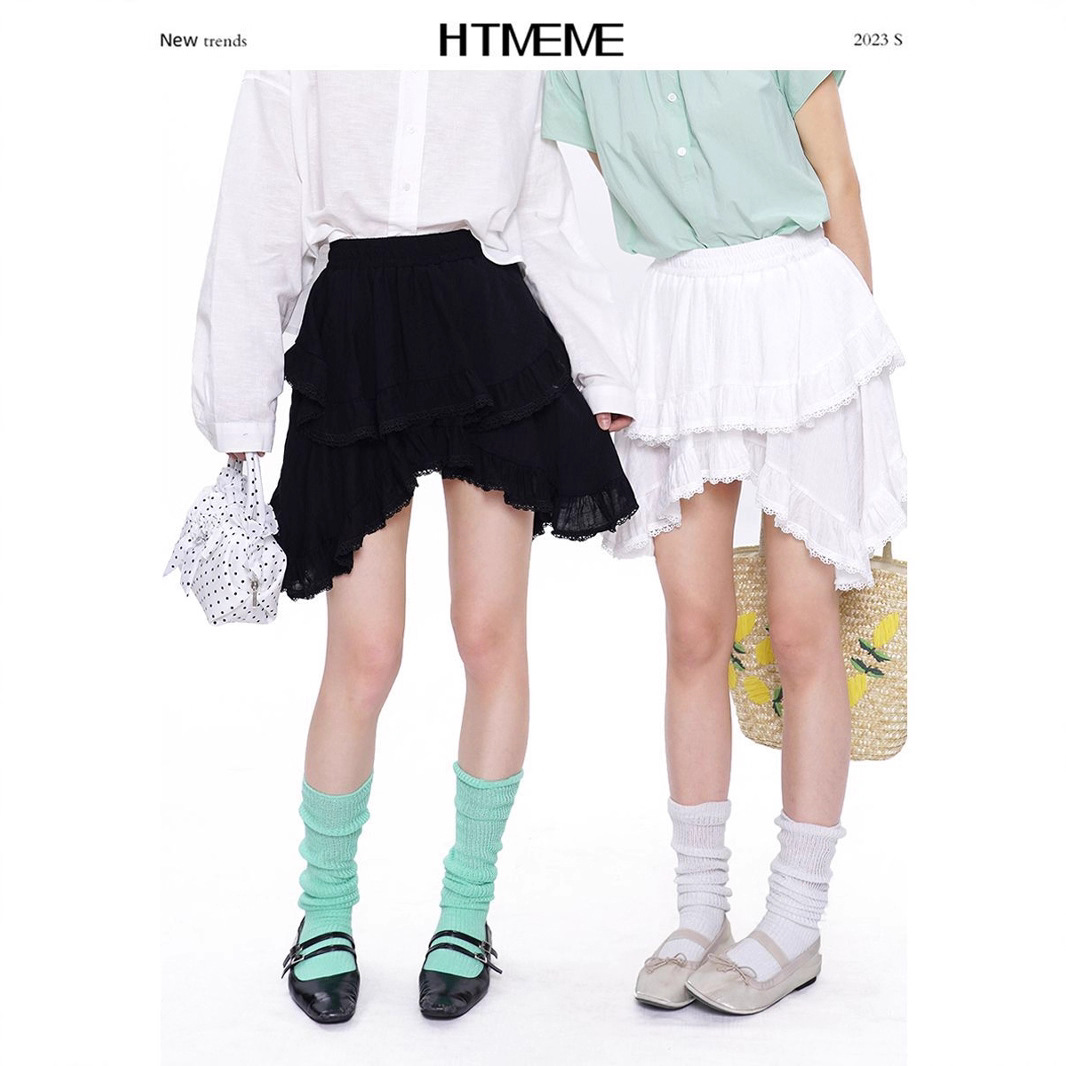 甜美清新半身裙女夏季2025新款高腰a字裙不规则蛋糕裙鱼尾裙短裙