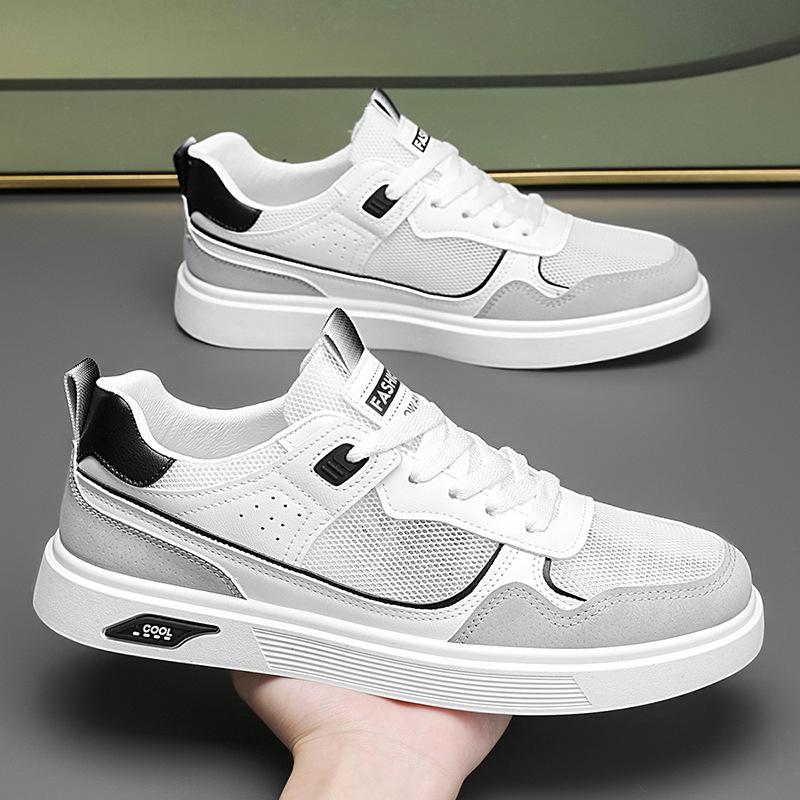Zapatos de hombre de verano 2025, nuevos zapatos de malla de nicho transpirables y cómodos, zapatos de malla de moda casuales, zapatos de skate de altura baja