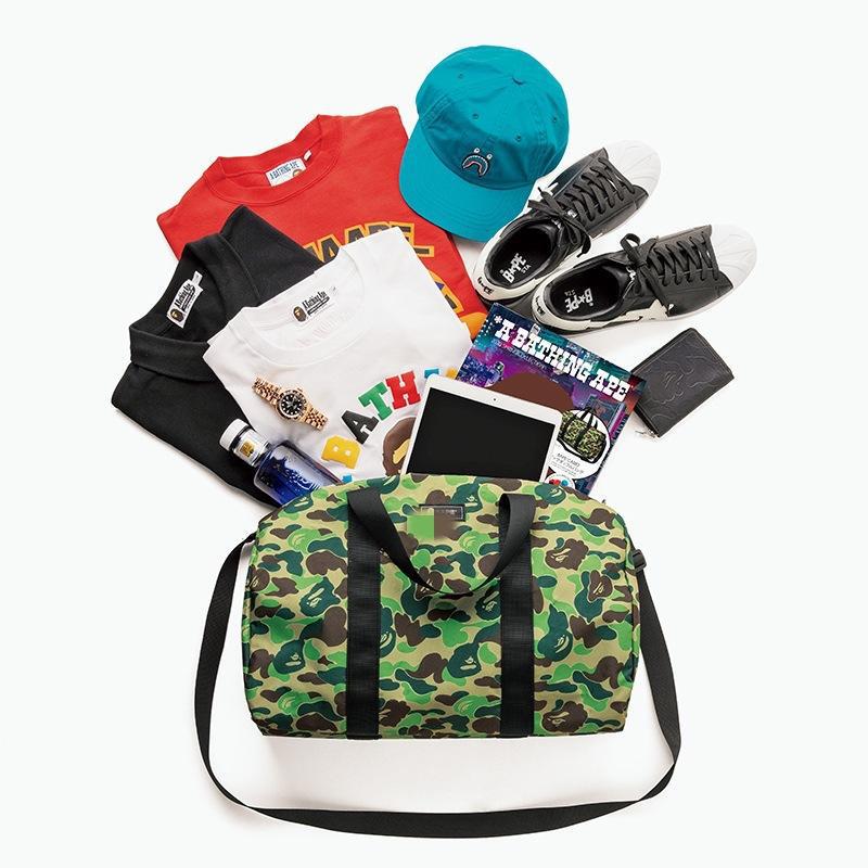 Bape Daily Accessories Ape Head Camouflage Waterproof Cylinder Large Capacity Crossbody Bag Casual Handbag Sports Bag