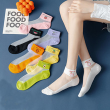 袜子女夏季常规玻璃丝水果短袜糖果色绵底水晶丝袜学院风常规女袜