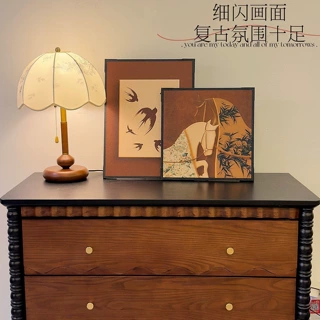 中古风斗柜桌面摆画复古装饰画电视柜卧室客厅挂画
