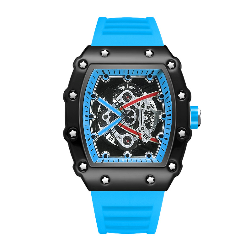 ZIDO Brand Casual Fashion Dominant Fully Automatic Quartz Hollow Luminous Waterproof Black Warrior 1707 Men's Watch_voghion.com