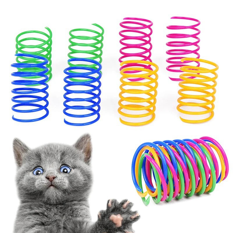 Cat Toys Kitten Spiral Coil Cat Spring Cat Toys Interactive Colorful Spring Cat Pet Toys Pet Supplies