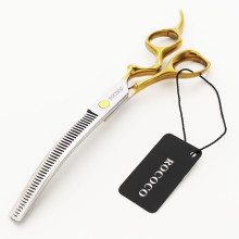 7.0寸金色双尾宠物美容剪刀细牙弯剪 牙剪弯剪 打薄剪 密齿弯牙剪