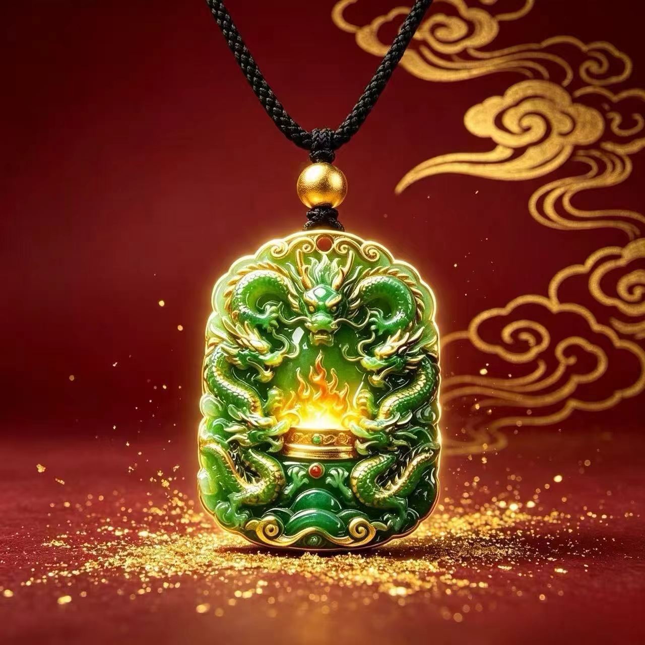 【Dragon and Phoenix Playing with Pearls】Traditional Enamel Metal Pendant with Three-Dimensional Relief, High-End Pendant, Inheriting Traditional Chinese Style Necklace Jewelry