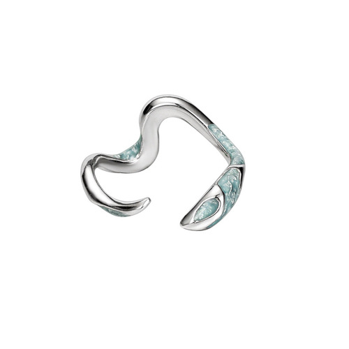 J1321 Ice Blue Epoxy Exotic Snake Ring for Women Non-Fading S925 Pure Silver High-Quality Jewelry Wholesale Original
