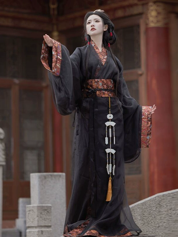 Оригинальная одежда Hanfu женская одежда периода враждующих государств [Yu Meiren] Древний стиль талия весенняя и осенняя рубашка с большими рукавами, чтобы восстановить прямую одежду периода враждующих государств