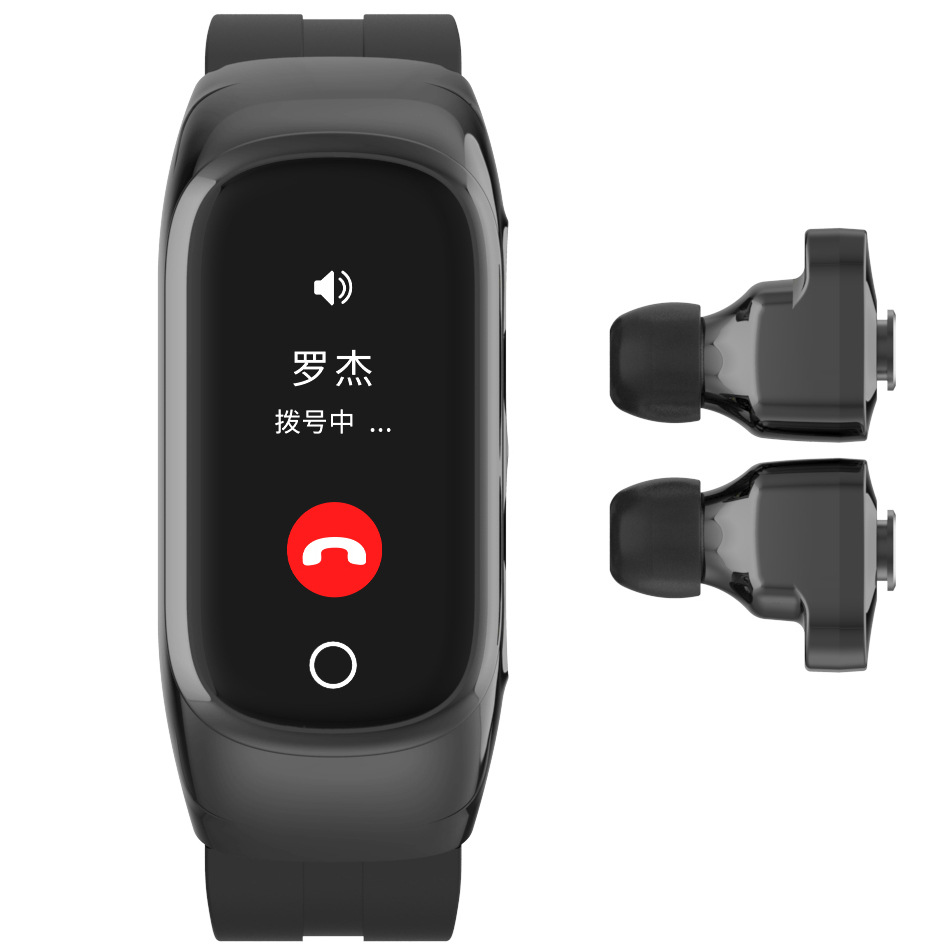 Nuevos productos transfronterizos N8 pulsera inteligente auriculares Bluetooth 2 en 1 recordatorio de información de llamada pulsera inteligente multifuncional