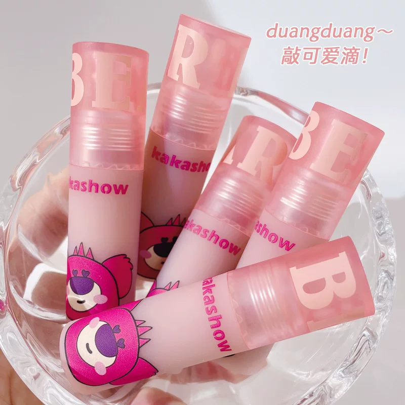 Блеск для губ, матовый бальзам, увлажняющая помада, с маленькими медведями, полупрозрачное затемнение