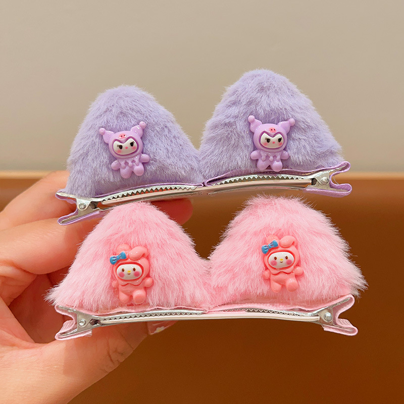Horquilla de felpa para niños para niñas lindo clip de oreja de gato tridimensional horquilla de bebé niña flequillo lateral clip accesorios para el cabello