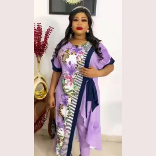 African mother dress diamond printed chiffon shirt stretch pants two-piece fashion comfortable elegant source manufacturers