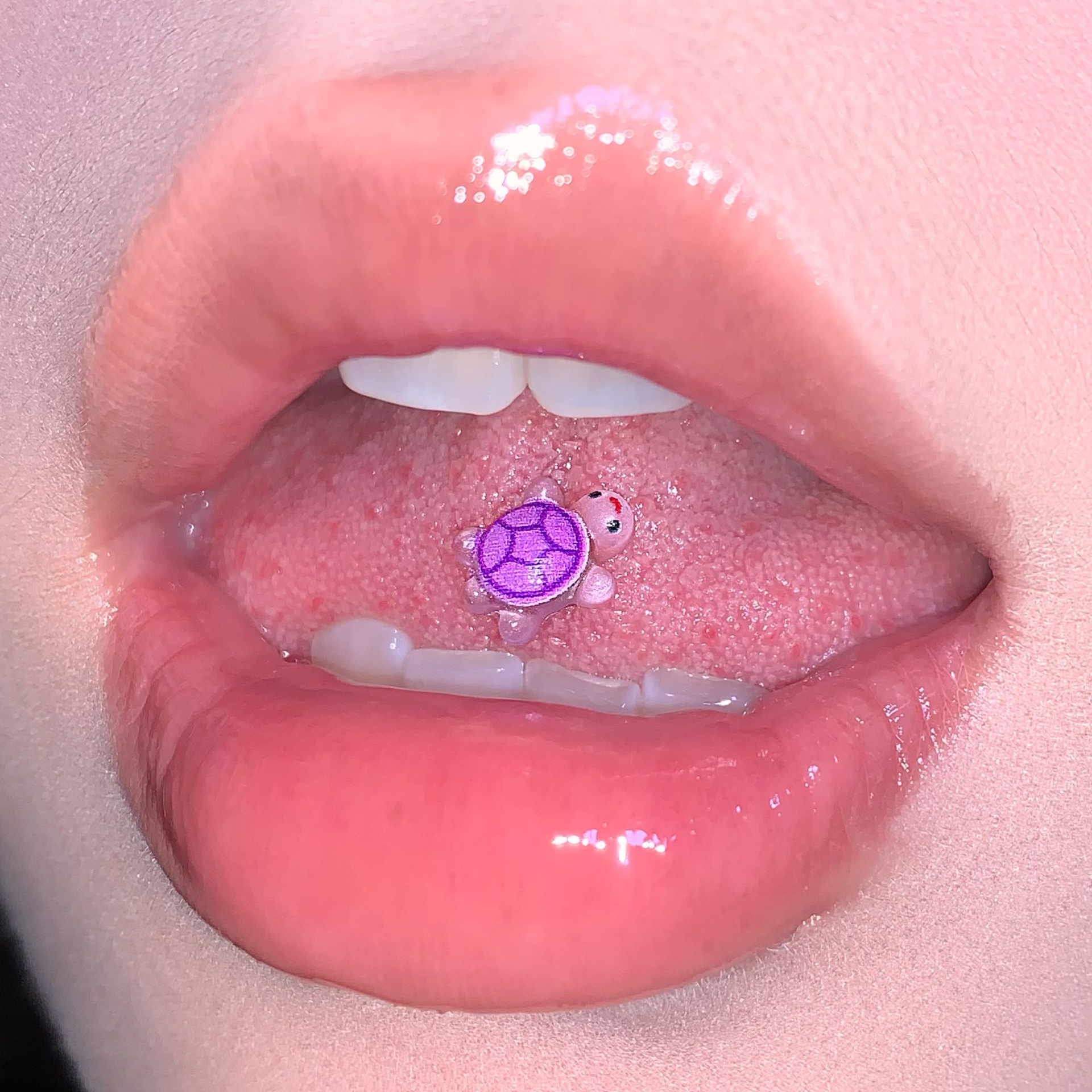 Luminous Little Turtle Tongue Barbell 316L Surgical Steel Drinkable Resin Cartoon Animal Cute Tongue Ring Piercing Jewelry Wholesale detail image 13