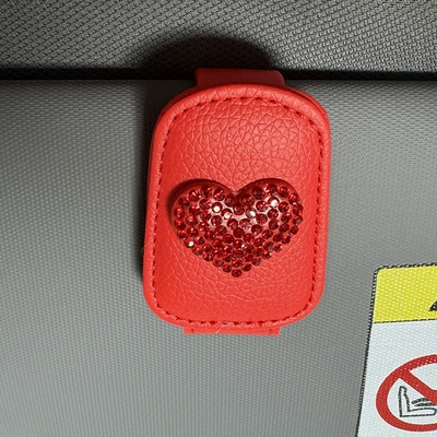 New Heart-Shaped Car Glasses Holder, Car Glasses Clip/Bill Clip - heart-shaped-eyelash-curler-red
