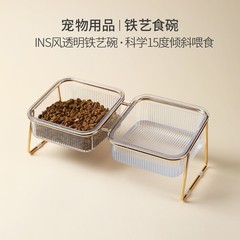 オリジナル猫ボウル転倒防止鉄製ハイフットダブルボウル猫ウォーターディスペンサーペットボウルフィーダーペット用品卸売