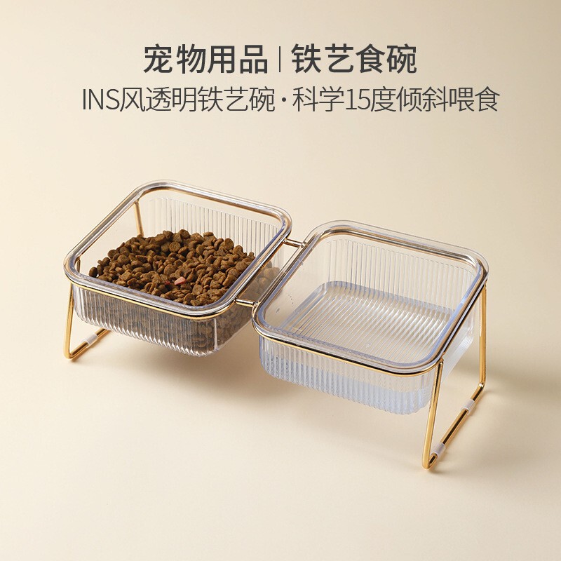 オリジナル猫ボウル転倒防止鉄製ハイフットダブルボウル猫ウォーターディスペンサーペットボウルフィーダーペット用品卸売|undefined