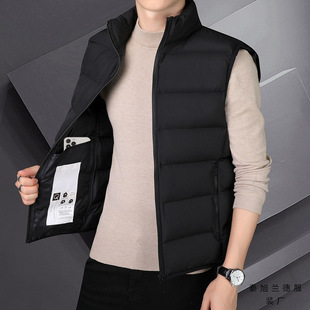 New Autumn and Winter New Men's Vest Light Thick Down Cotton Slim-fit Light Short Warm Sports Vest Trendy