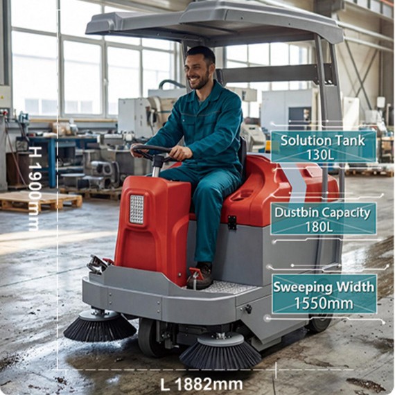 凯迪斯电动落叶清扫车工厂车间物业道路大型洗扫路车驾驶式扫地机