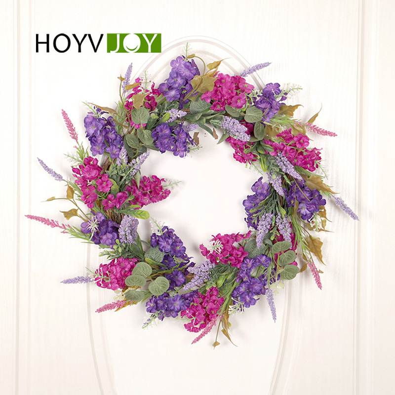 Spring and summer home front door artificial simulation lavender hydrangea wreath wedding party interior decoration decoration pendant