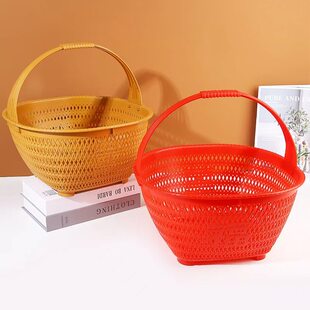 Thickened plastic hollow portable shopping basket storage basket, outdoor vegetable basket, vegetable basket, fruit basket, egg basket