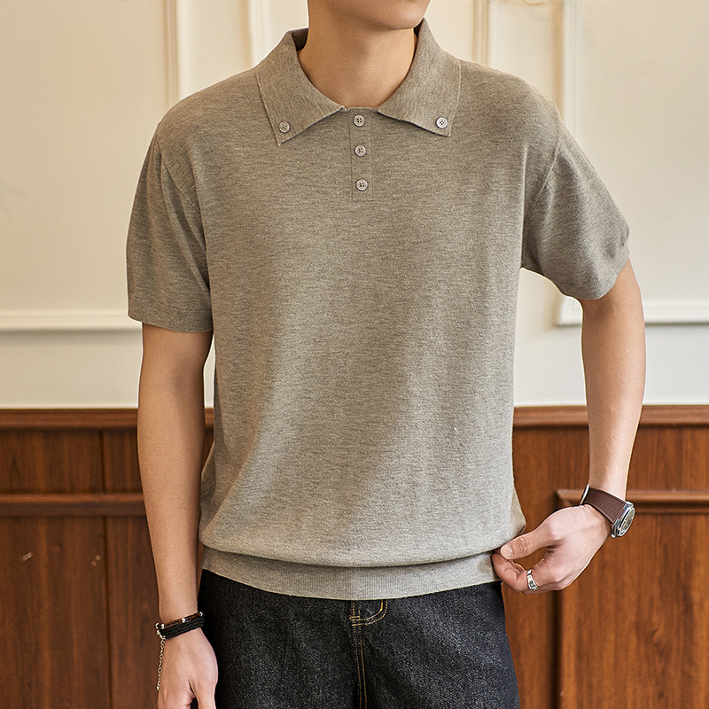 ZF8107-MW男夏季老钱风简约休闲OLO衫松弛感高智针织短袖T恤，男装针织衫/毛衣，星座614