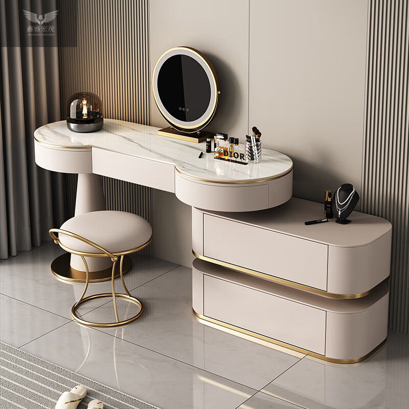 Madera sólida moderna simple dormitorio de mesa de maquillaje de tabla de roca de alto nivel pequeño gabinete de maquillaje de la mesa de maquillaje de la cama principal