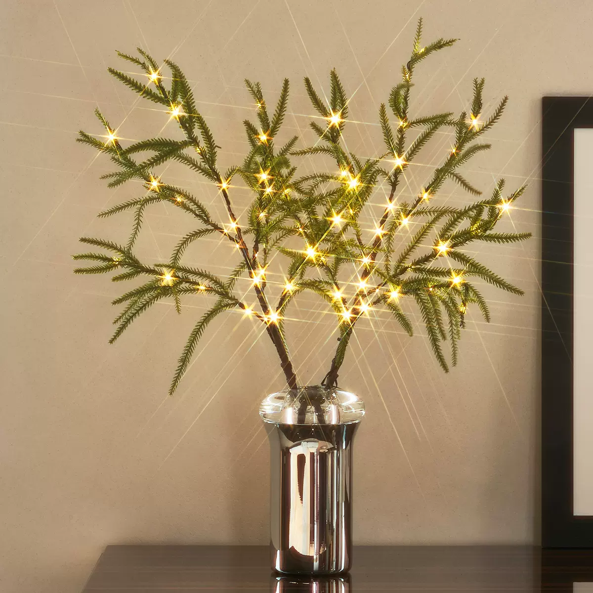 仿真松针树枝灯饰LED圣诞节日家居装饰绿植摆件装饰灯诺福克松树